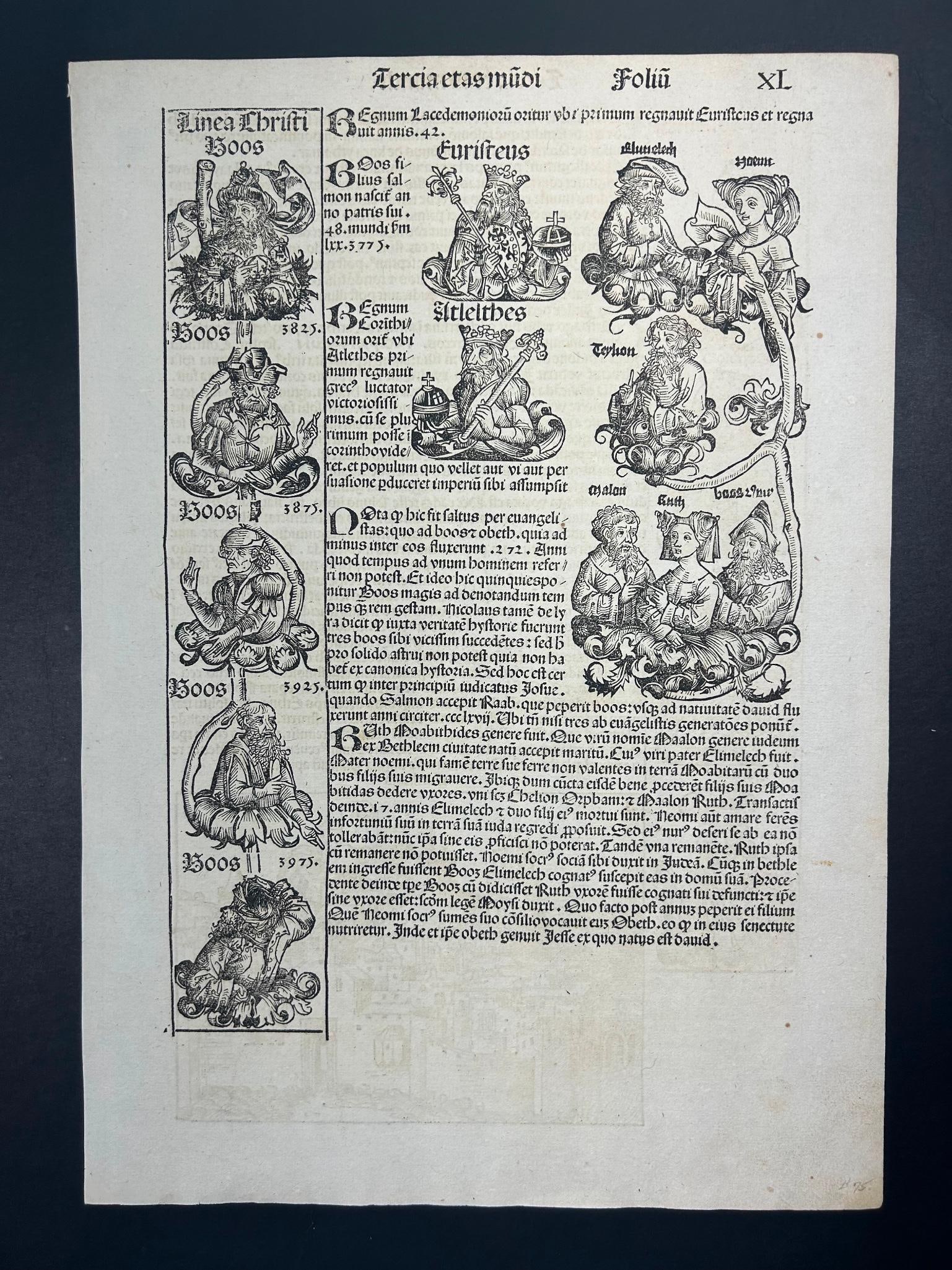 Original 1493 Nuremberg Chronicle (Liber Chronicarum) Incunable Page XL (1 of 2)