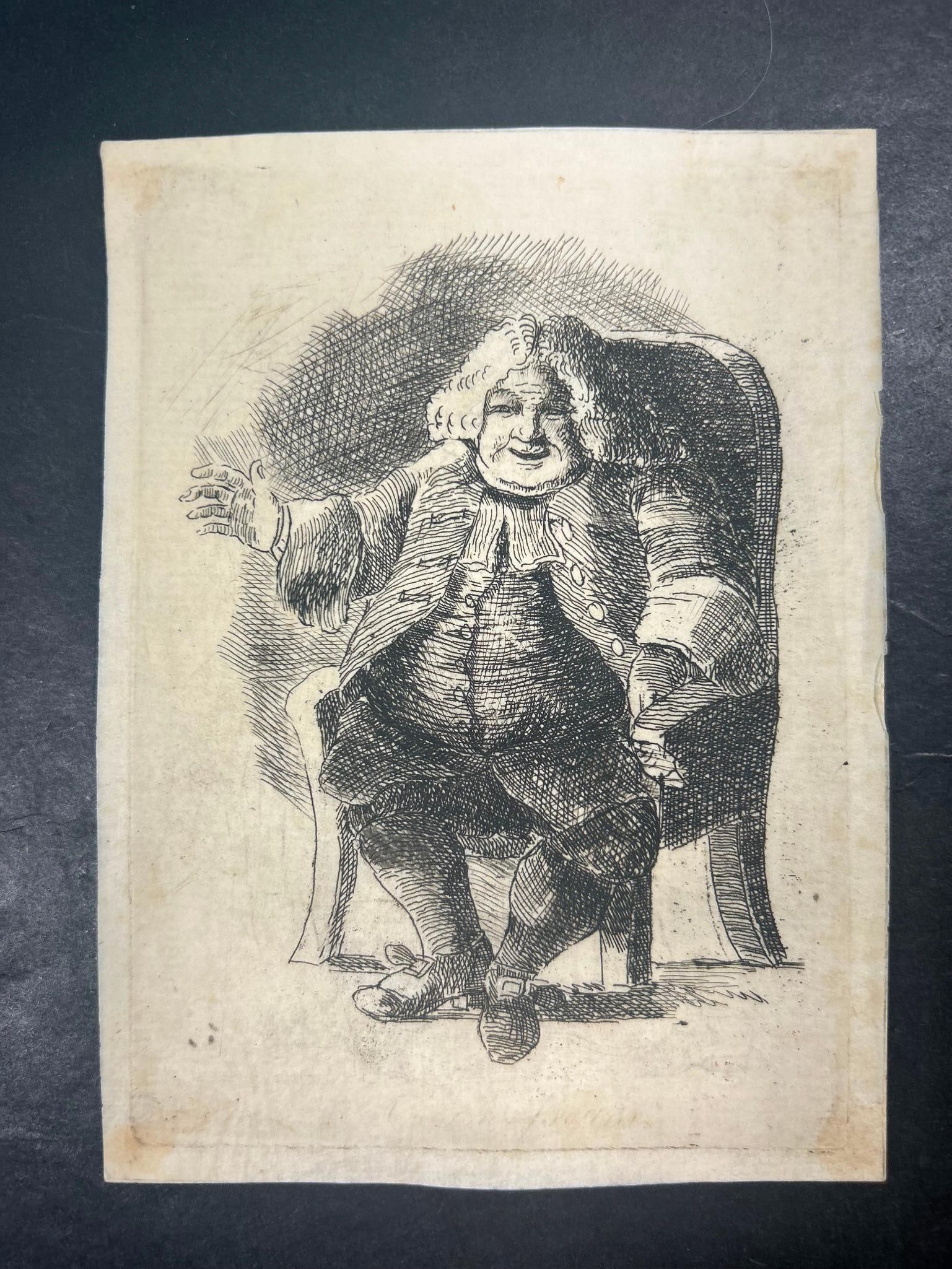 'An Antiquarian President' Engraving by Francis Grose 18th century: "An Antiquarian President" Etching on paper by Francis Grose (1731-1791) from the 18th (1767-1788?) century. From Rules for Drawing Caricatures, with an Essay on Comic Painting. Illustrated wi