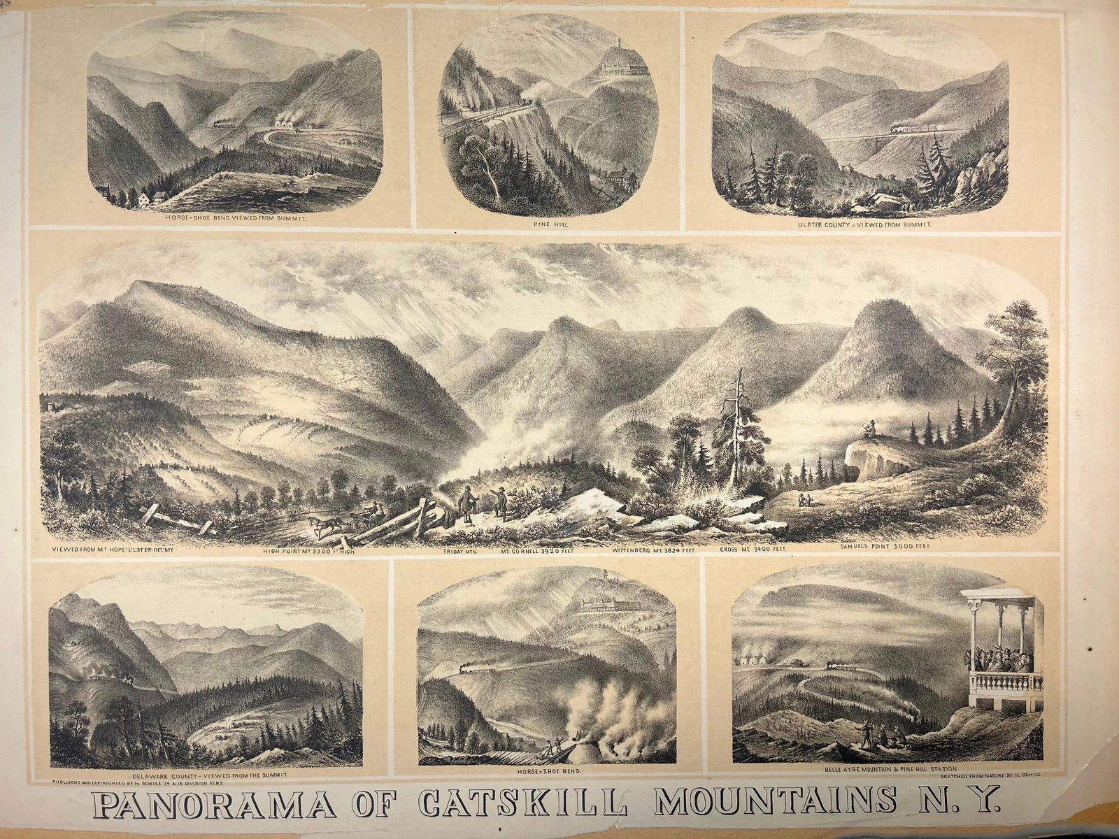 A Panorama of the Catskill Mountains N.Y. after H. Schile (1 of 3)