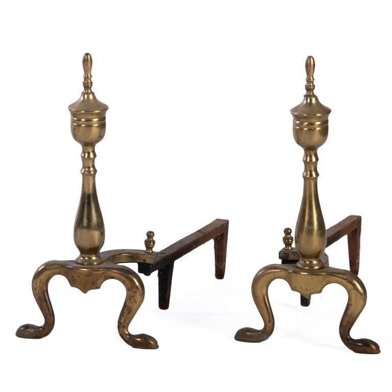 A Pair of Federal Style Brass Andirons (1 of 2)