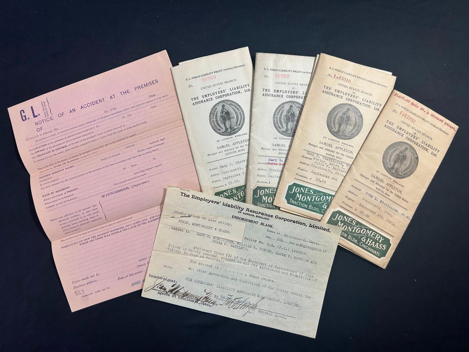 Early 20th Century Liability Policies and Accident Forms from Cincinnati, OH (1 of 3)