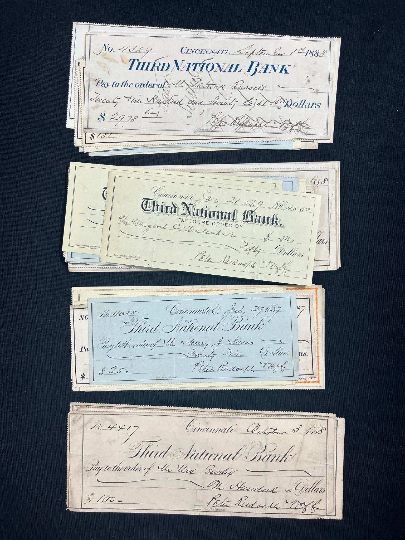 1880s 1890s Third National Bank Checks Peter Rudolph Neff: 1880s 1890s Third National Bank Checks Peter Rudolph Neff. A number made out to Jacob Burnett Jr. Overall good condition. Some toning and creases. Peter Rudolph Neff (1832-1912) was an important membe