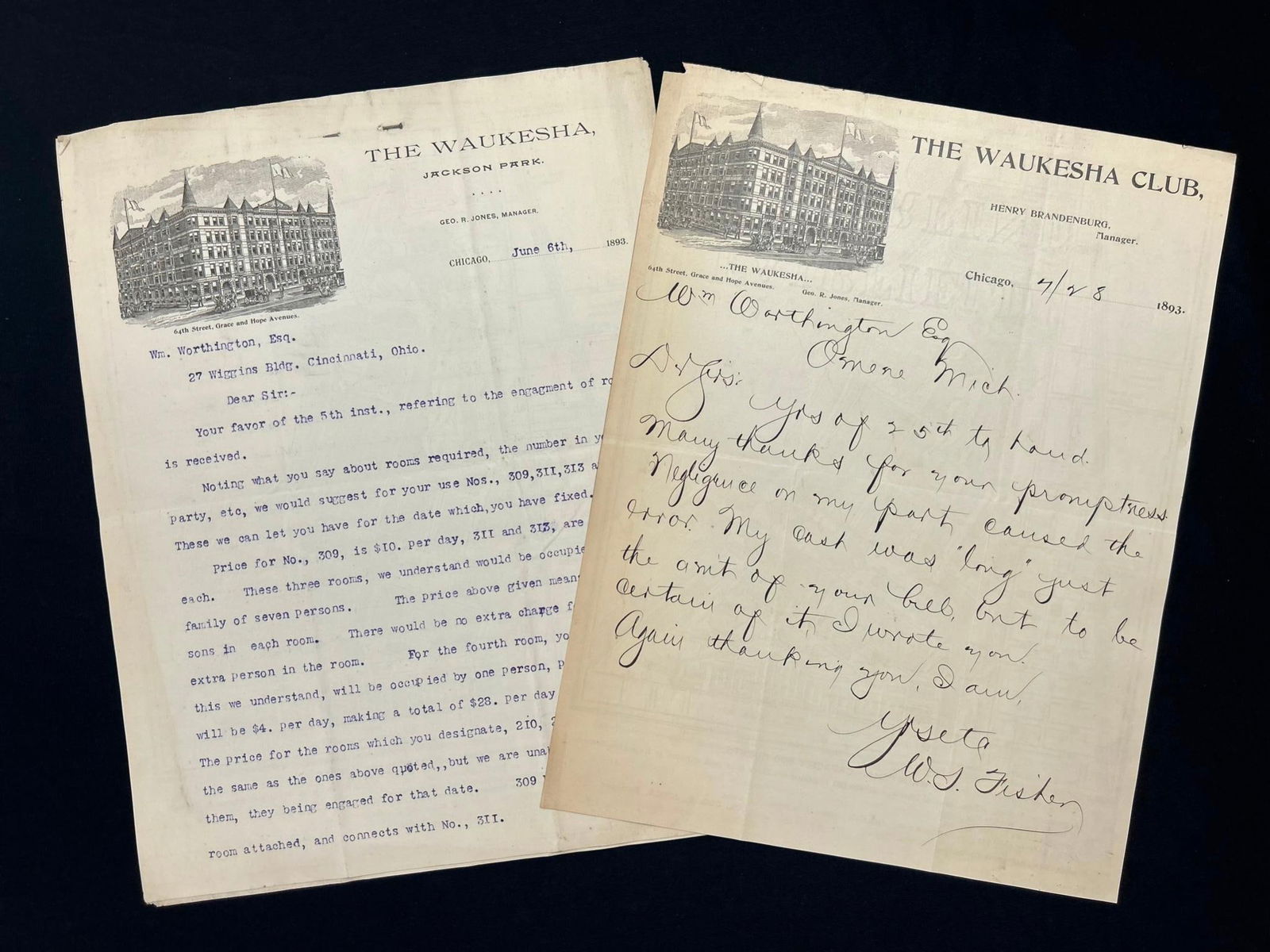 1893 World's Columbian Exposition (Chicago World's Fair) Map and Correspondance (1 of 2)