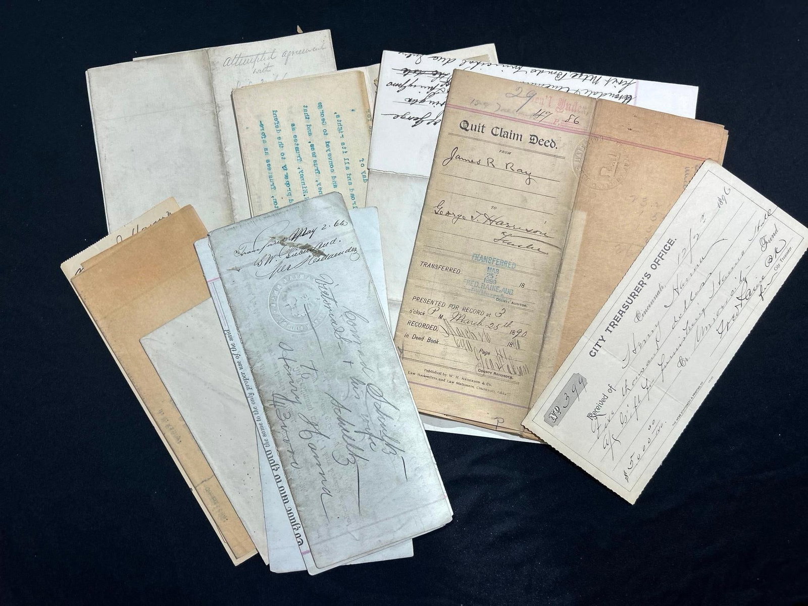 1880s Spring Grove, Avondale & Cincinnati Railroad Bonds and Letters: America, 19th century. A culmination of Spring grove, Avondale & Cincinnati Railroad bonds, letters, and correspondence between Peter Neff, Henry Hanna, and others. Includes deeds and checks. Over