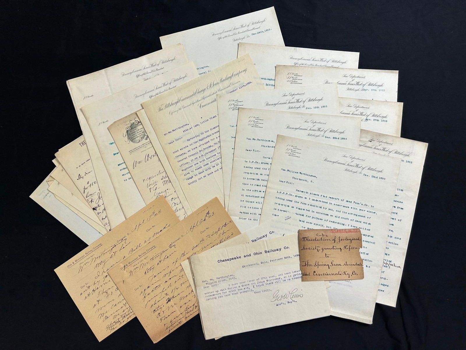 19th Century Railroad Letters, Little Miami R.R. and Chesapeake & Ohio (1 of 6)