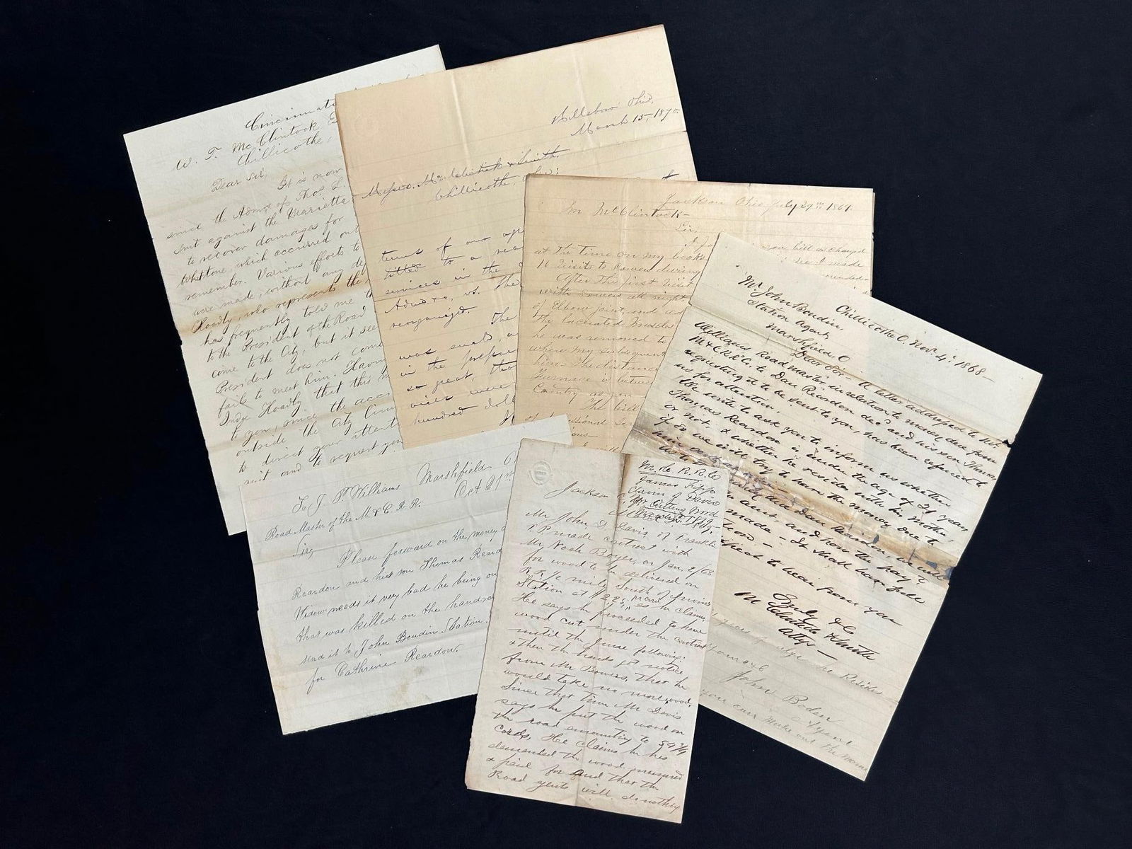 A Collection of Chillicothe, OH Marietta & Cincinnati Railway Letters, Man Killed (1 of 4)