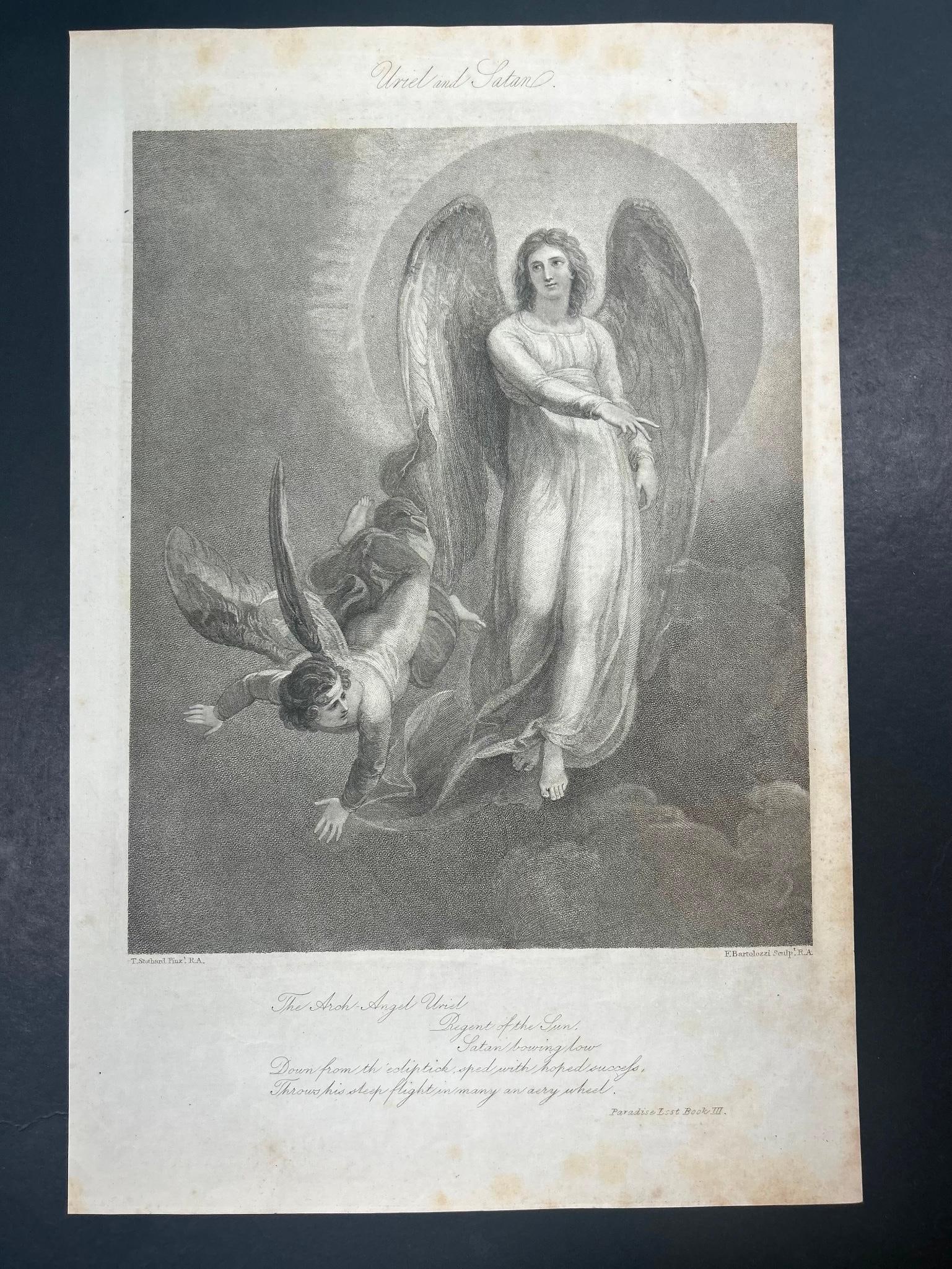 'Uriel and Satan' Copperplate Engraving, c. 1818 (1 of 1)