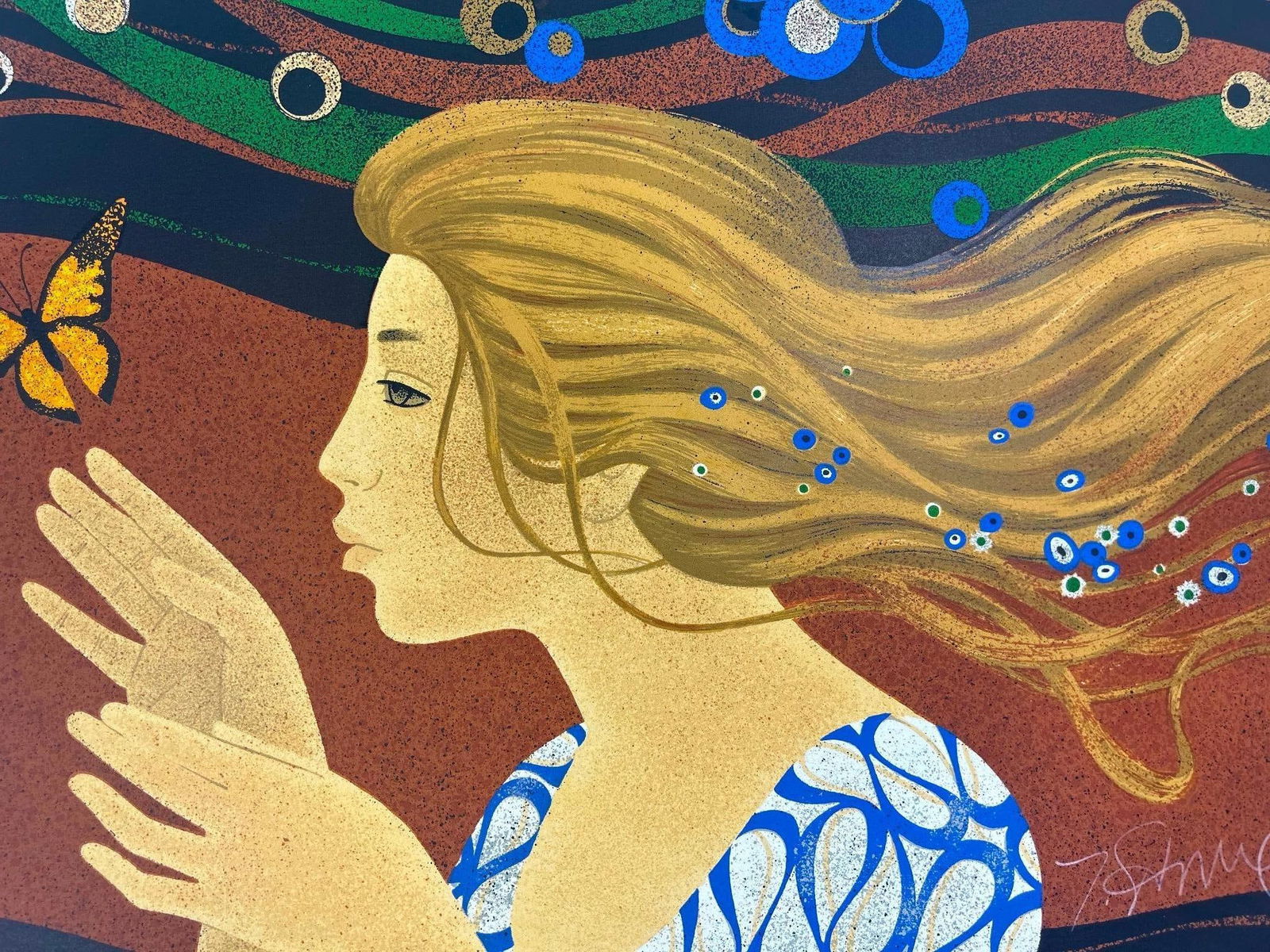 Yves Ganne Le Papillon Signed Lithograph (1 of 2)