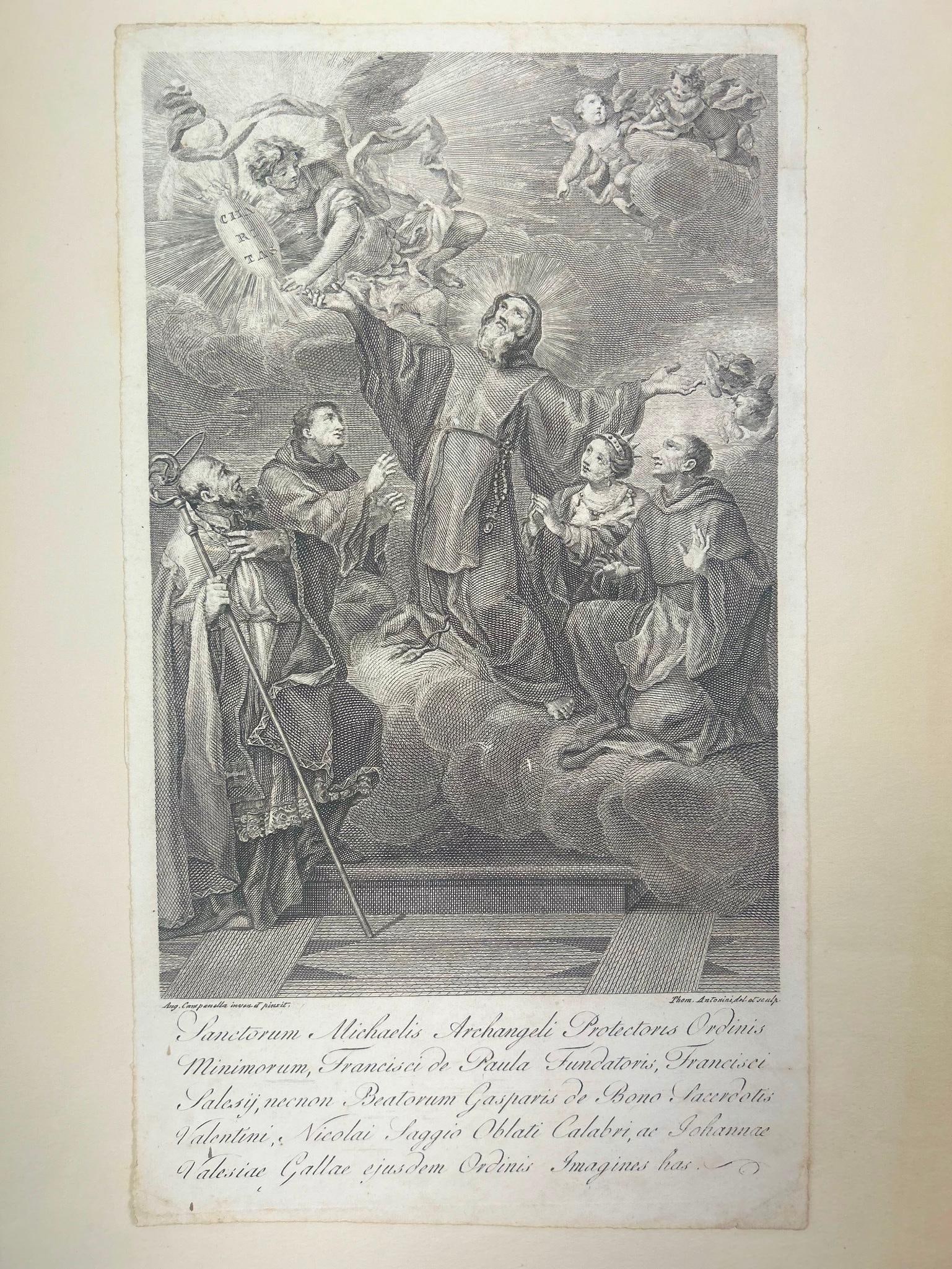 A Religious Engraving after Thomas Antonini: Continental, 18th/19th century. An engraving on wove paper of a religious scene. Plate measures 8.5 x 14.5 inches.