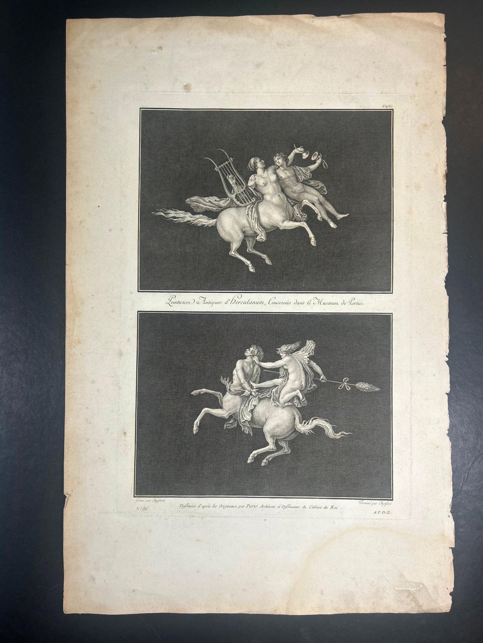 Herculaneum Antiques from the Museum of Portici Etching: Antiques from the Museum of Portici Etching. On laid paper. Page measures approx 13" x 20" Overall good condition. Some loss to edges and foxing.