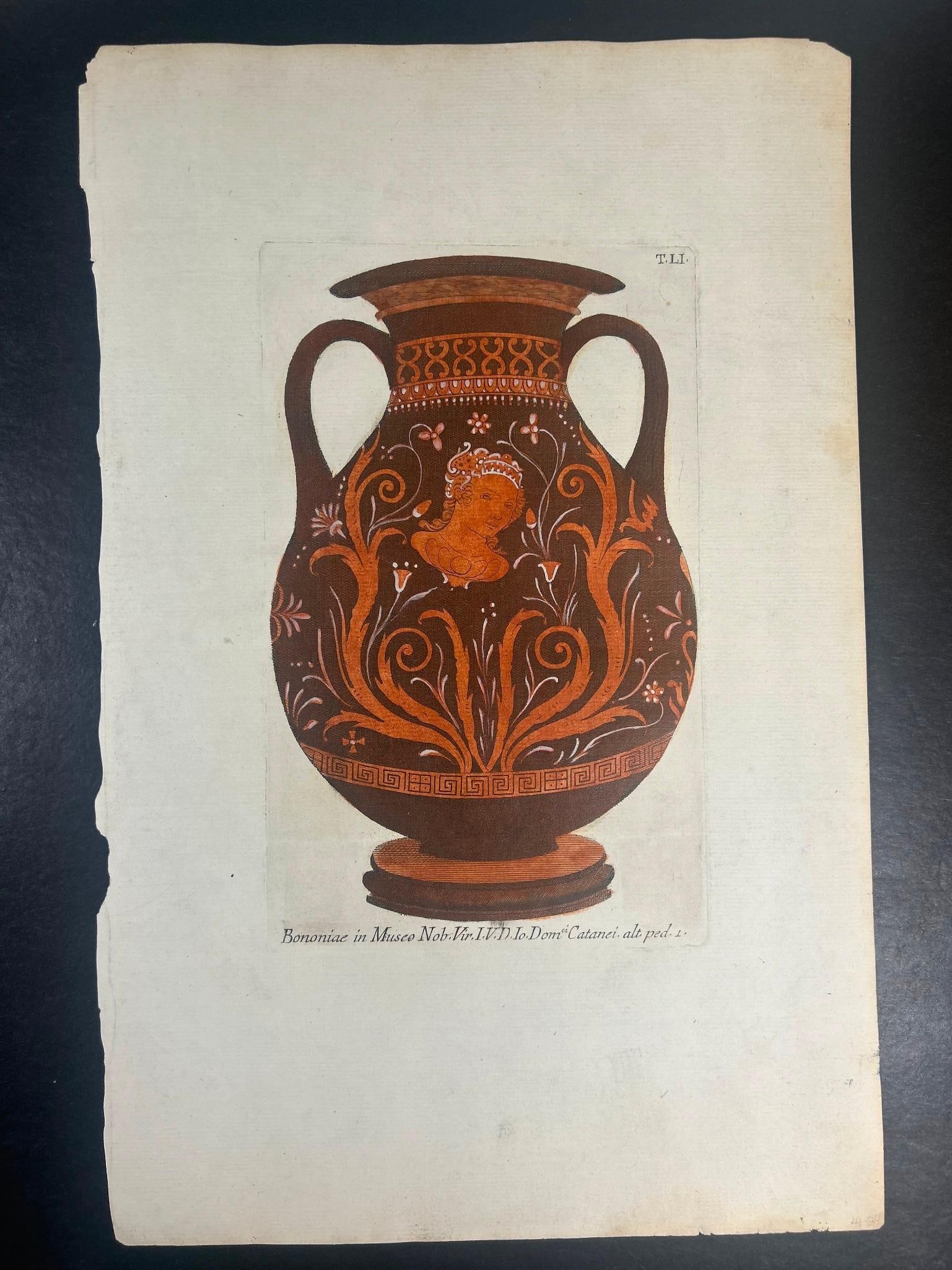 Giovanni Battista Passeri Hand-Colored Etruscan Vase Engraving (1 of 2)