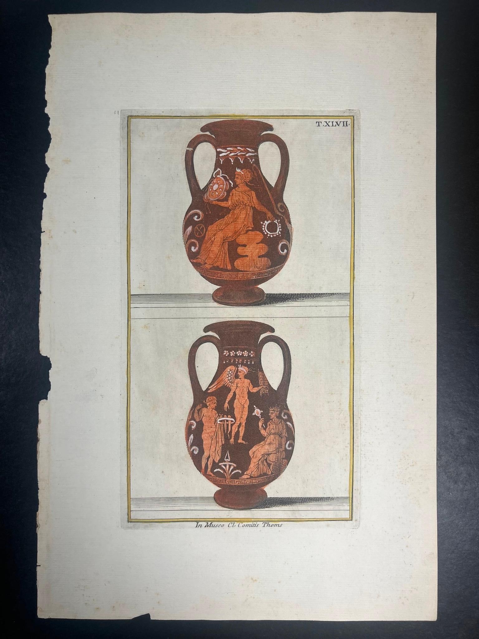 Giovanni Battista Passeri Hand-Colored Etruscan Vases Engraving (1 of 2)