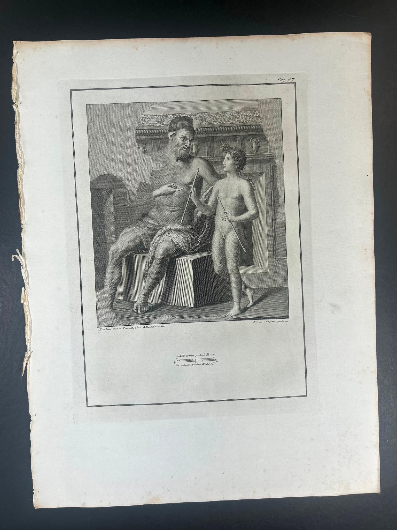 Nicolaus Vanni Satyr Marsyas teaching Olympus to Play the Tibia Etching (1 of 2)