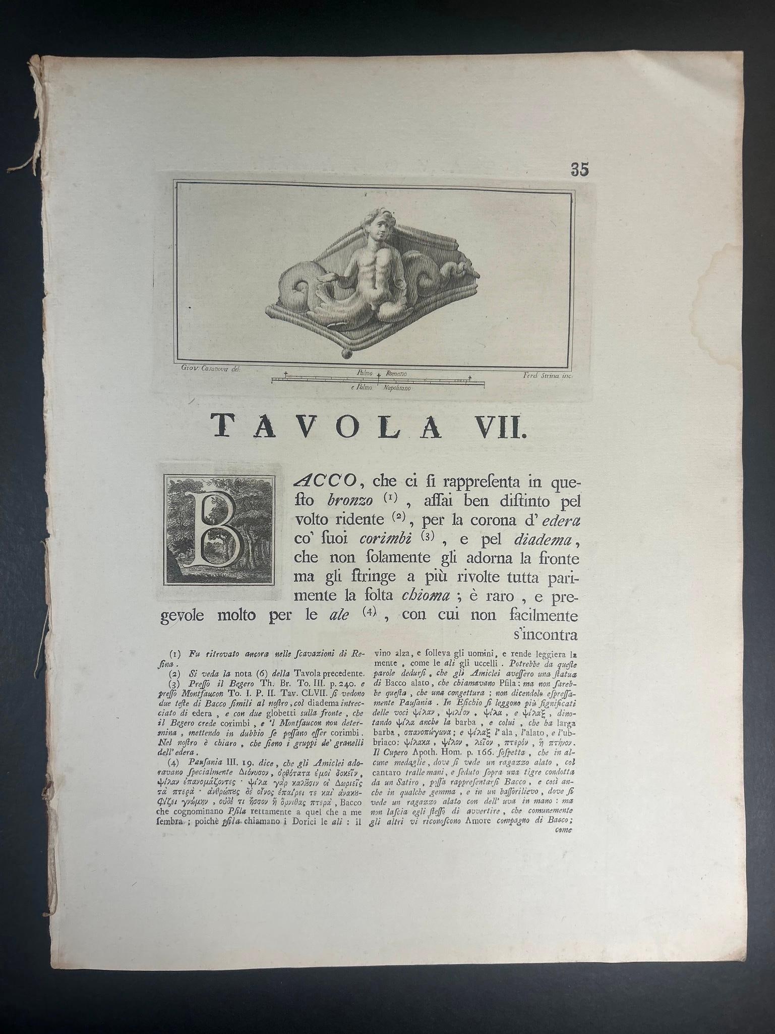 Herculaneum Antiques Page featuring Statues and Illuminated B Etchings and Text (1 of 2)