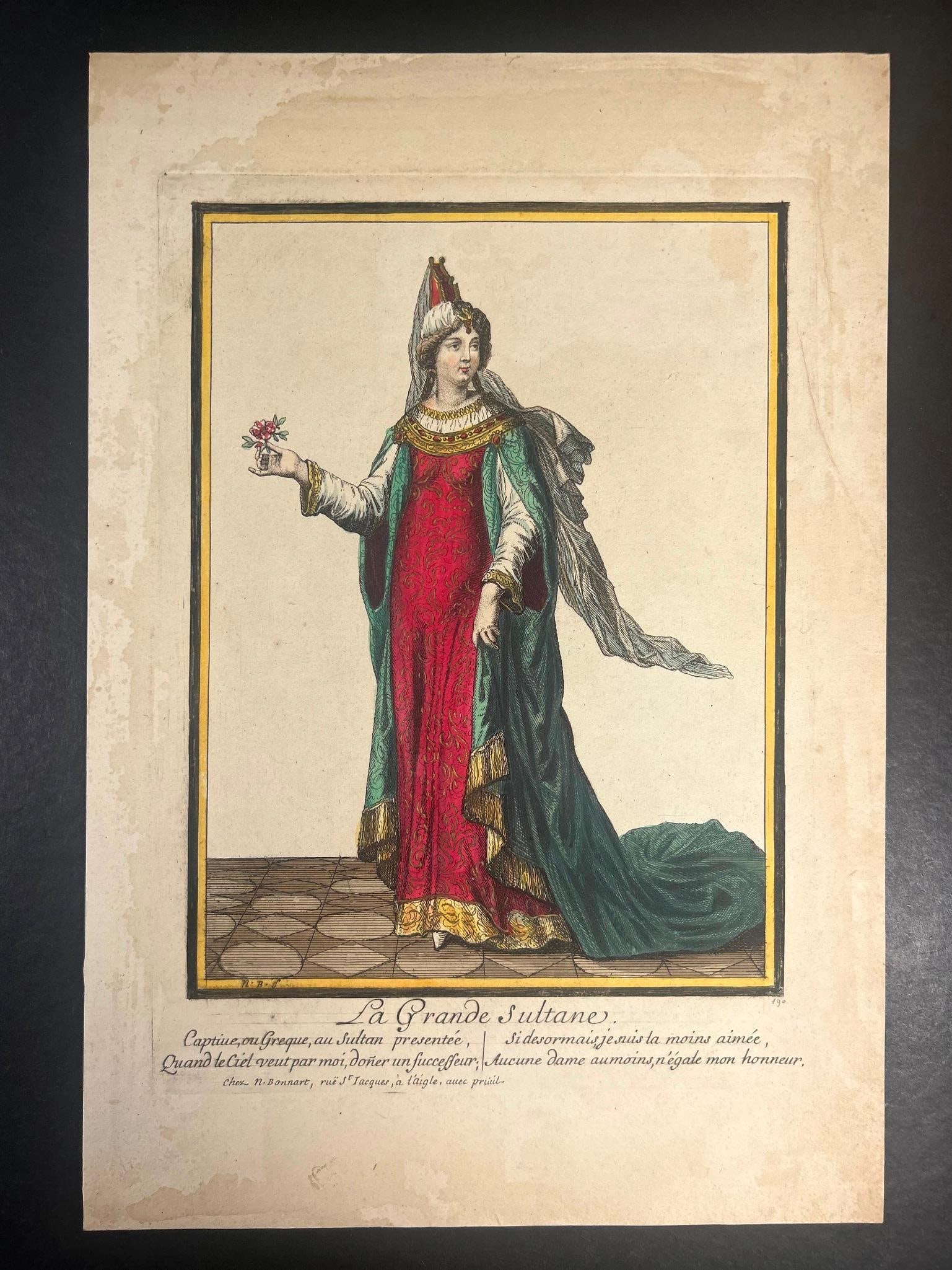 R. Bonnart La Grande Sultane Hand-Colored Engraving (1 of 3)