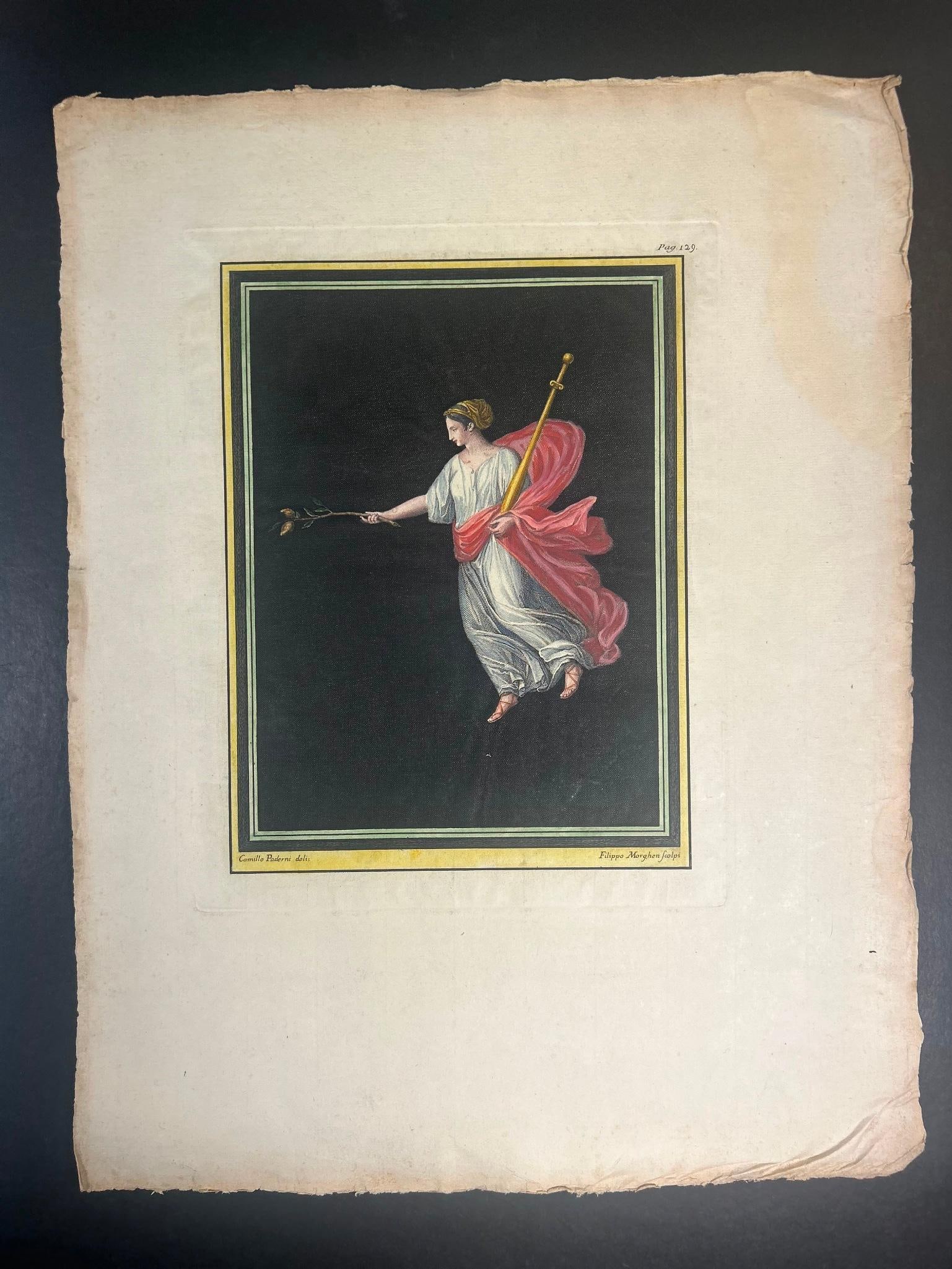 Filippo Morghen Dancing Maenad Hand-Colored Copper Engraving (1 of 3)