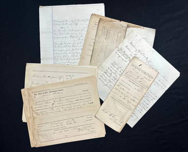 1877 Marietta & Cincinnati Railroad Company: America, 19th century. Documents concerning a case of Washington County Court of Common Pleas, William Scott (Plantiff) against Marietta &amp; Cincinnati Railroad Company.  Includes supporting letters