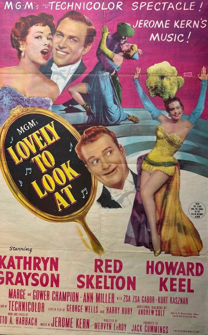 A 1952 MGM Lovely To Look At Movie Poster: An original movie poster, overall good condition. Measures 26 x 40 inches.