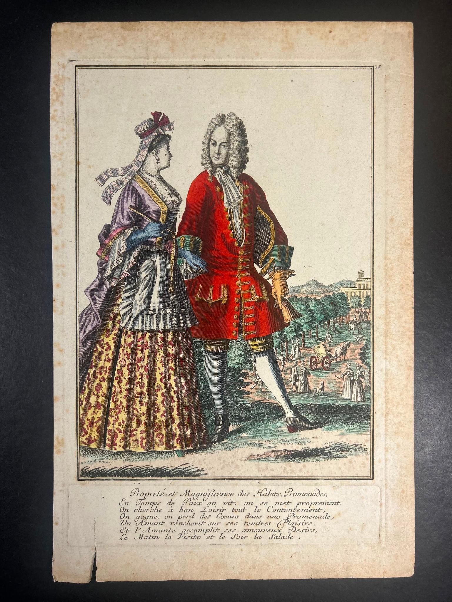 Proprete et Magnificence des Habits Promenades Hand-Colored Engraving (1 of 3)