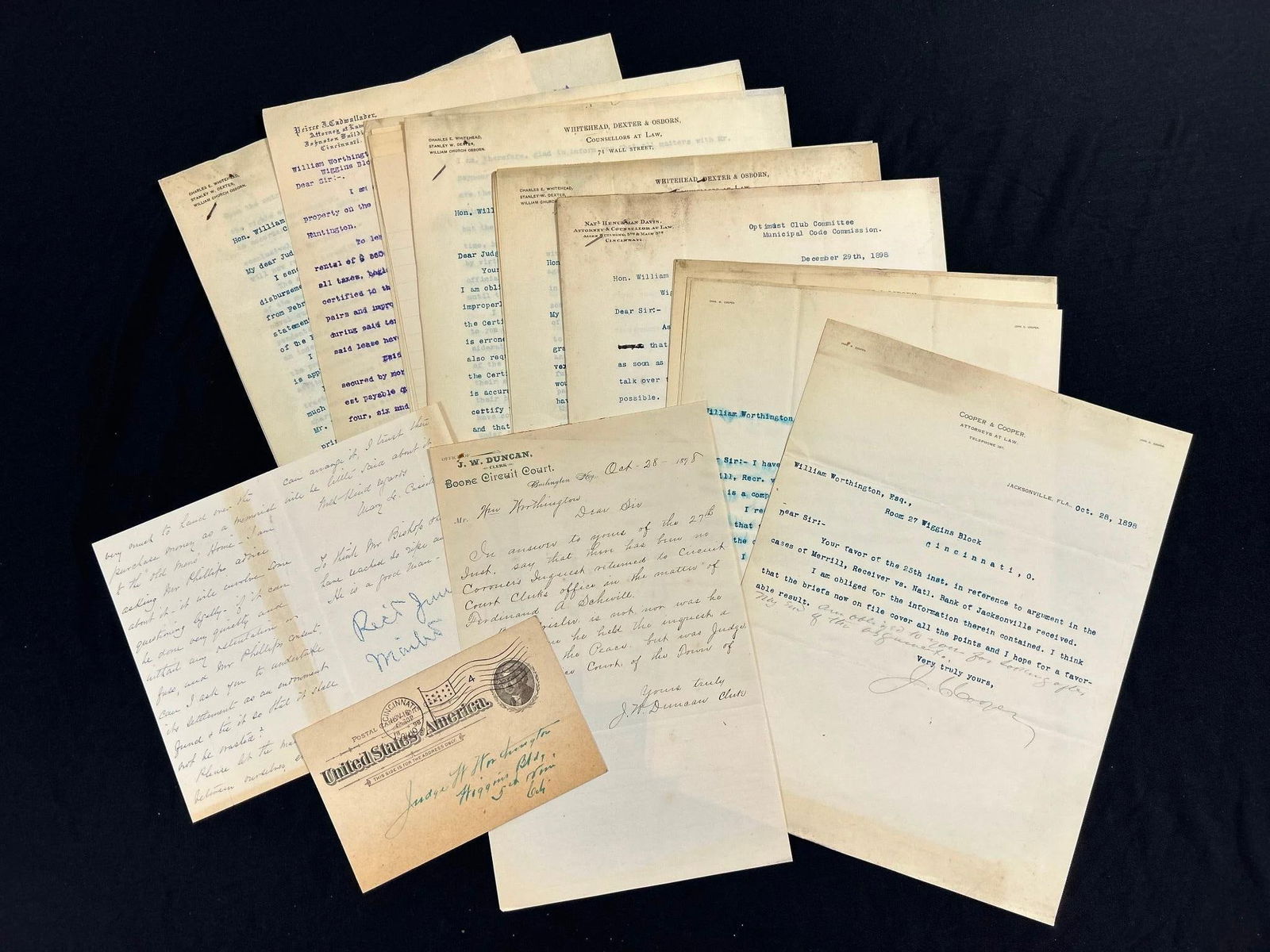 1898 Law Letters Addressed to Judge William Worthington (1 of 6)