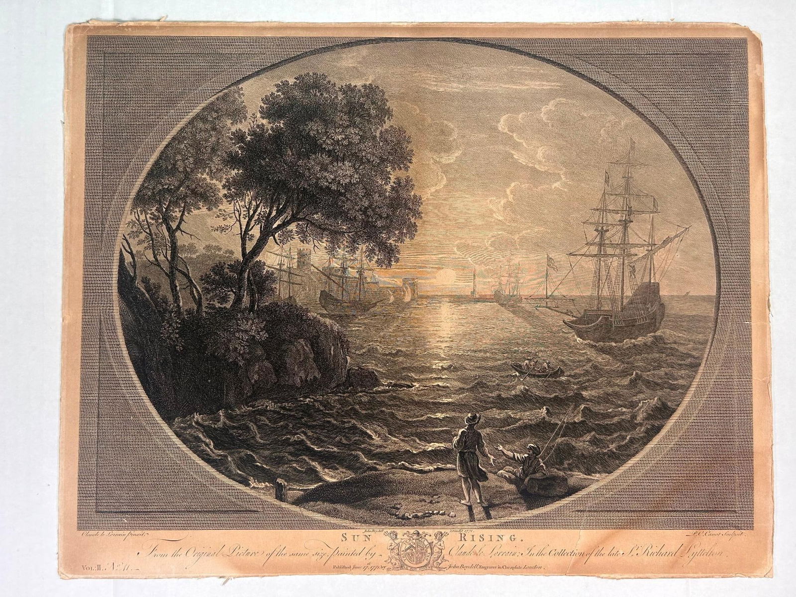 1771 Sun Rising Pierre Charles Canot, after Claude Lorrain Engraving (1 of 4)