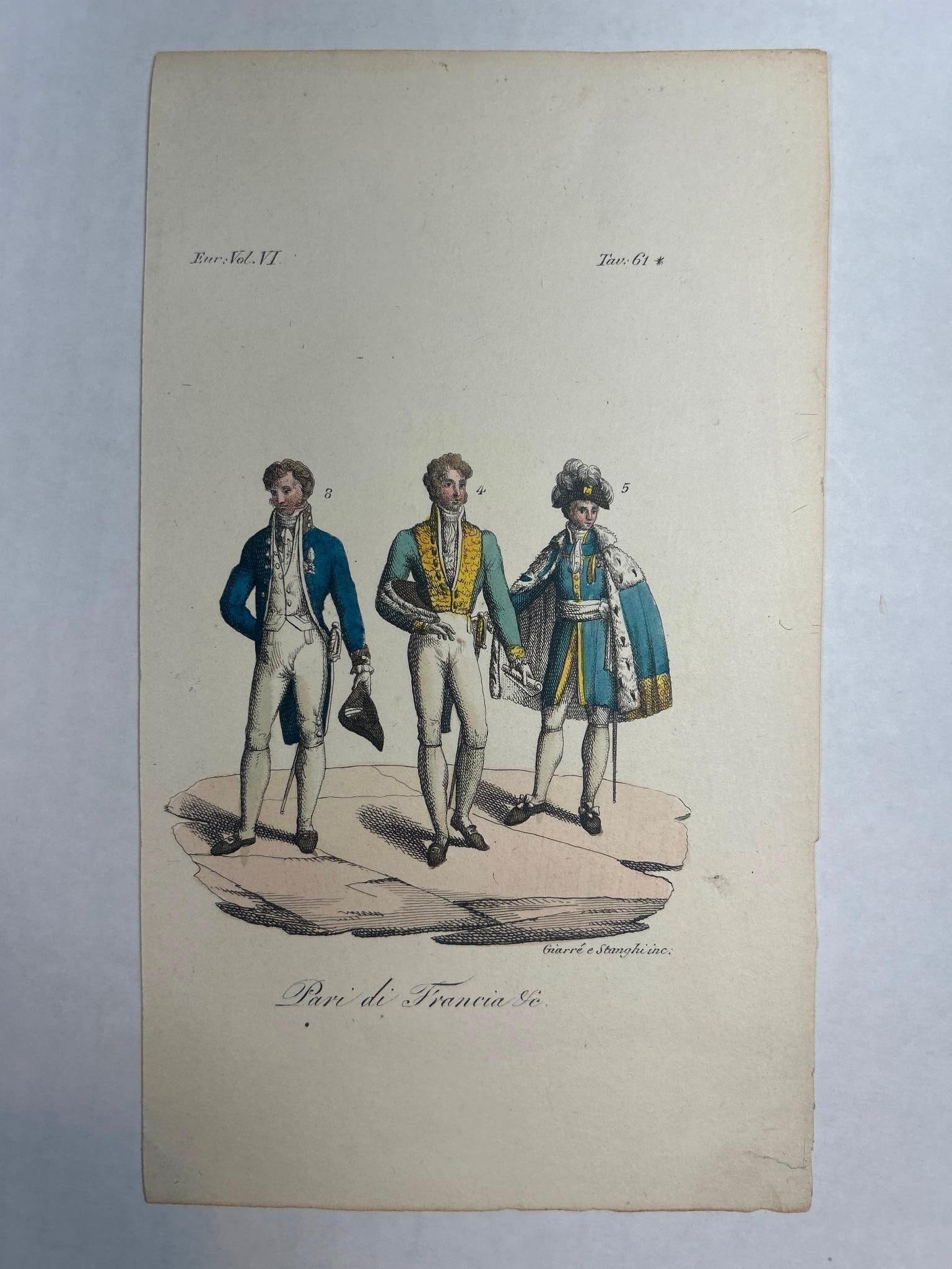Hand-Colored Engraving French Fashions A.D. 1810 (1 of 3)