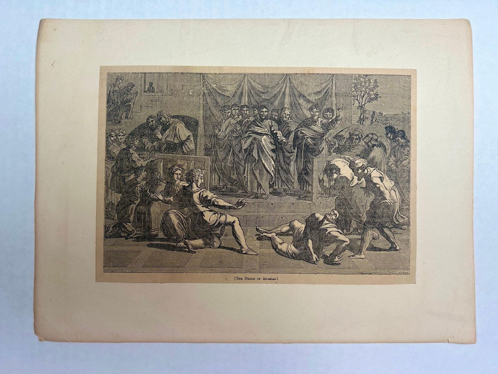 Antique Print "The Death of Ananias" by J. Jackson (1 of 2)