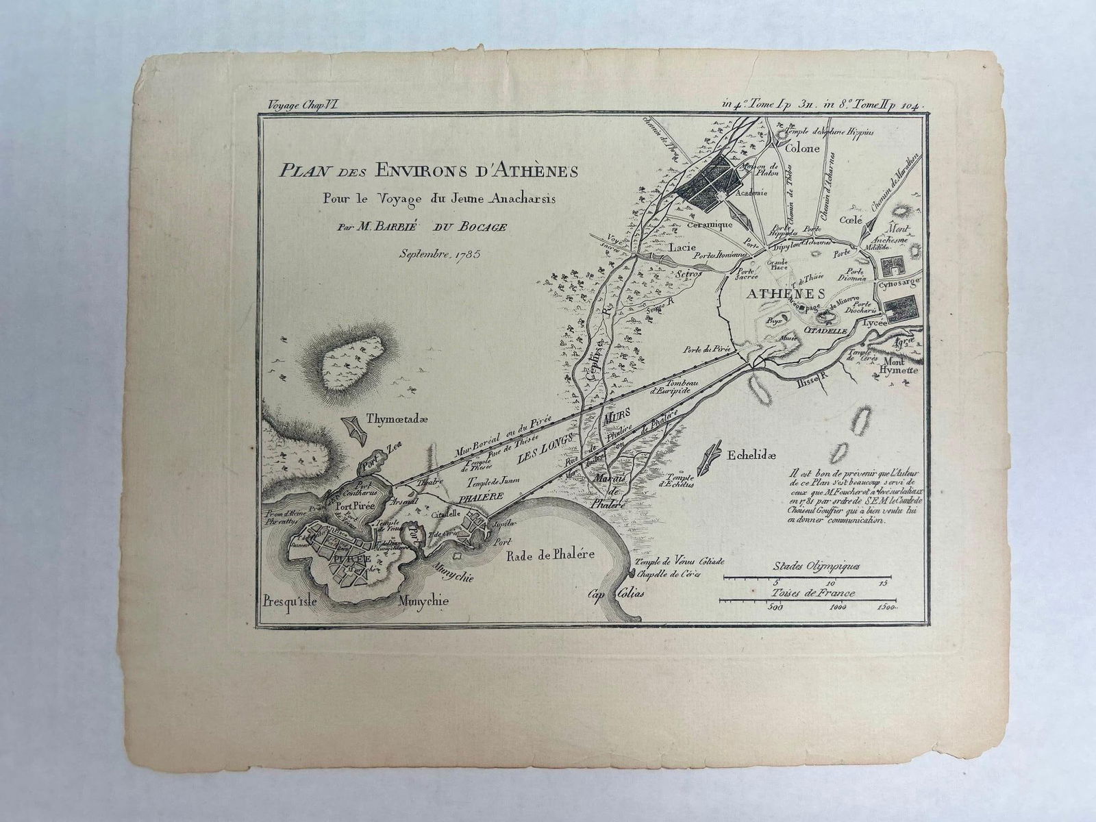 '1785 Bocage Map of the City of Athens in Ancient Greece' Par M. Barbié du Bocage (1 of 2)