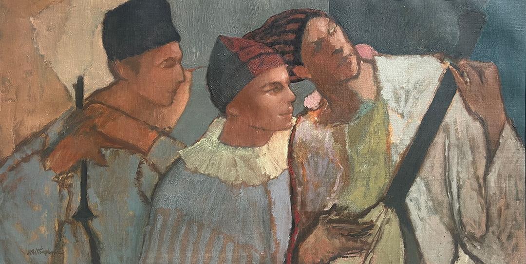 Bonnie Whittingham (1921-1997) Oil on Canvas: Creator: Bonnie Wittingham (American, 1921-1997)Creation Year: 1962Dimensions: Height: 25 in Width: 58 inMedium: Oil on canvas