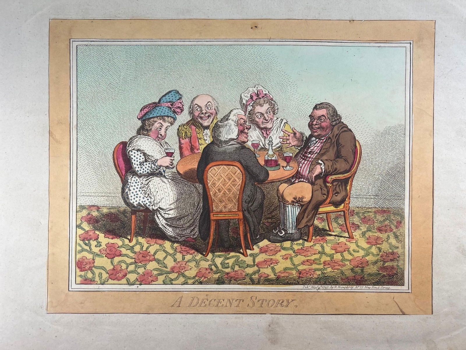 'A Decent Story" c. 1795 Satrirical Engraving (1 of 1)