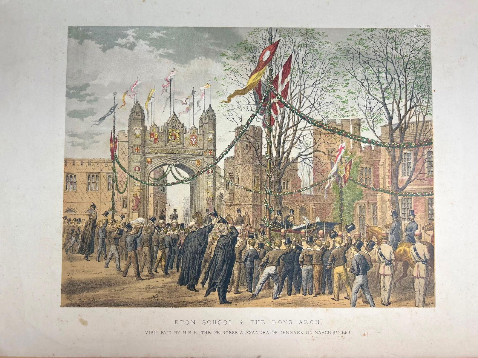 'Eton School & "The Boys Arch", March 9th 1863' by Robert charles Dudley (1 of 2)