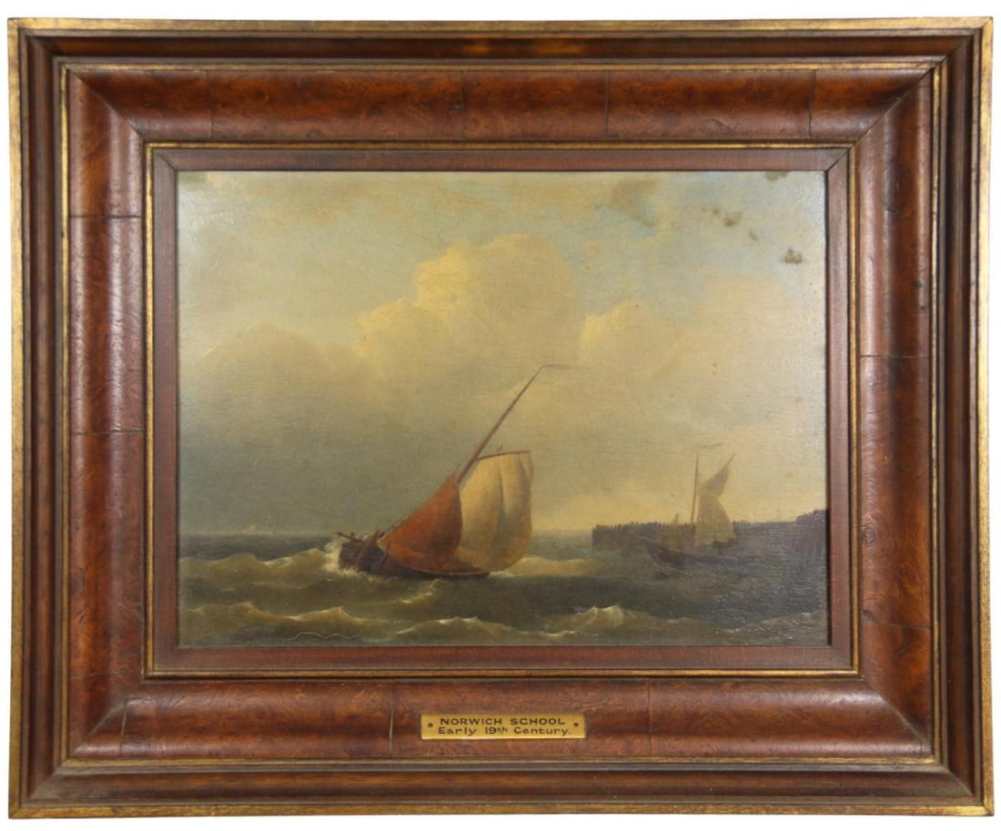 Norwich School Painting, 19th Century "Two Boats" (1 of 7)