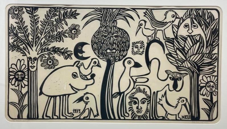 Mele Bruniard (1930–2020) Numbered Print Animals in Trees (1 of 2)
