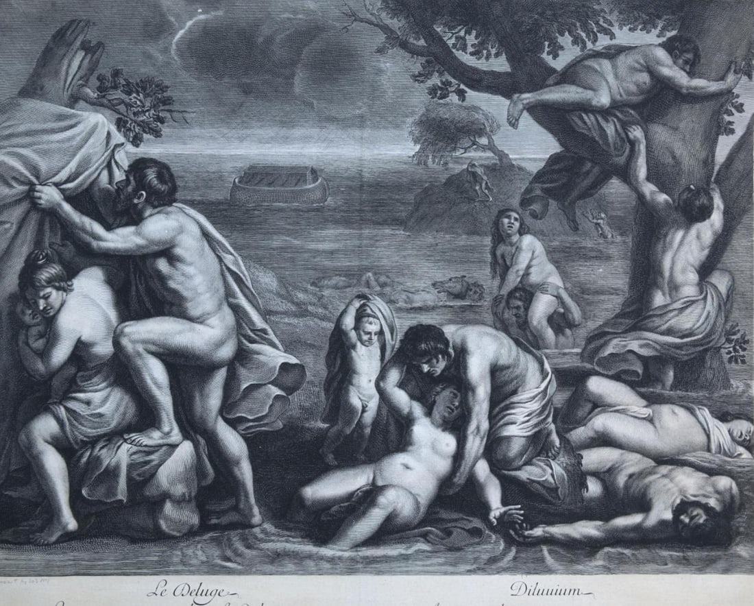 1681 Le Déluge Engraving Jean Edelinck after Alexandre Veronese (1 of 7)