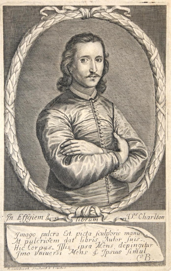 Portrait of Walter Charleton Engraving by Pierre Lombart c. mid 1600s (1 of 3)