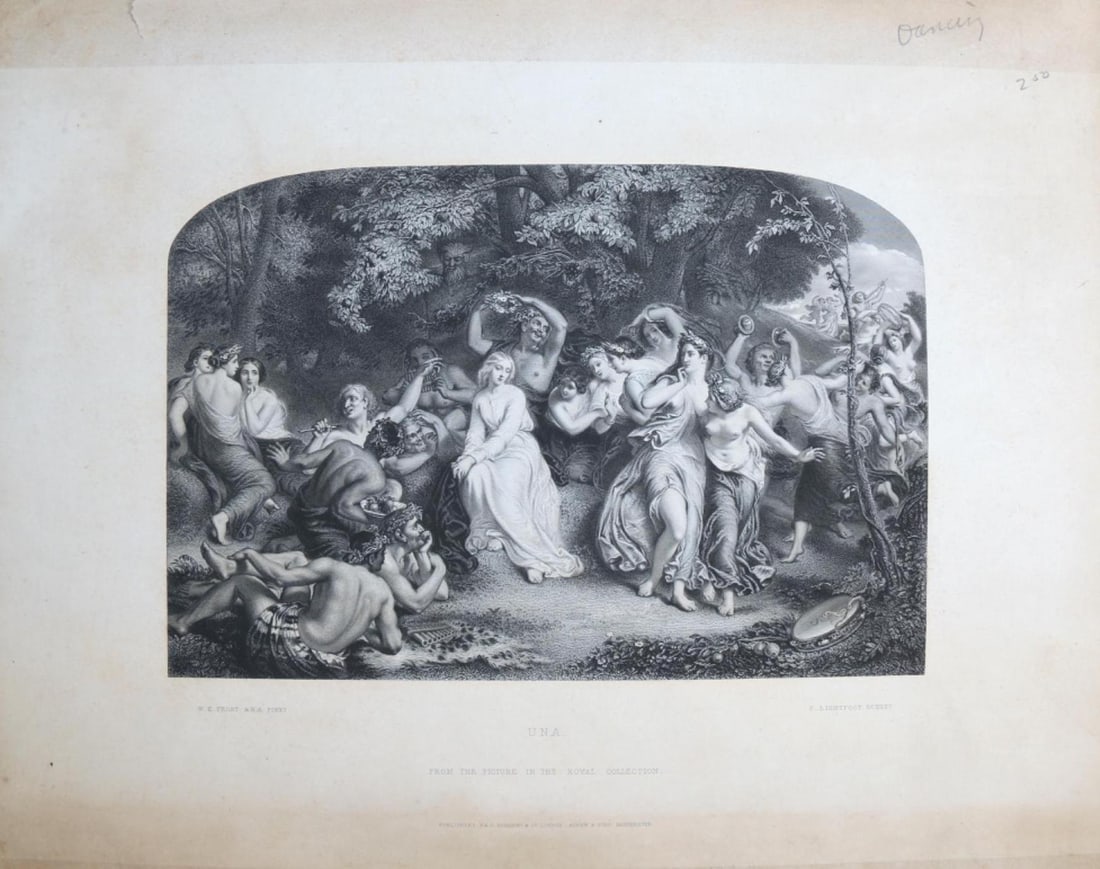 Una Engraving after William Edward Frost: Una Engraving after William Edward Frost (1810-1877). A scene from Edmund Spensers' poem The Faerie Queen. Sculptor: F. Lightfoot. c. 1800s. Published by P & D Colnaghi & Co. London: Agnew