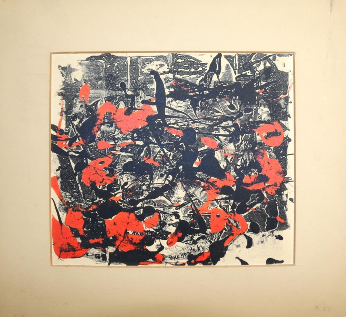 A Black and Orange Abstract Print (1 of 3)