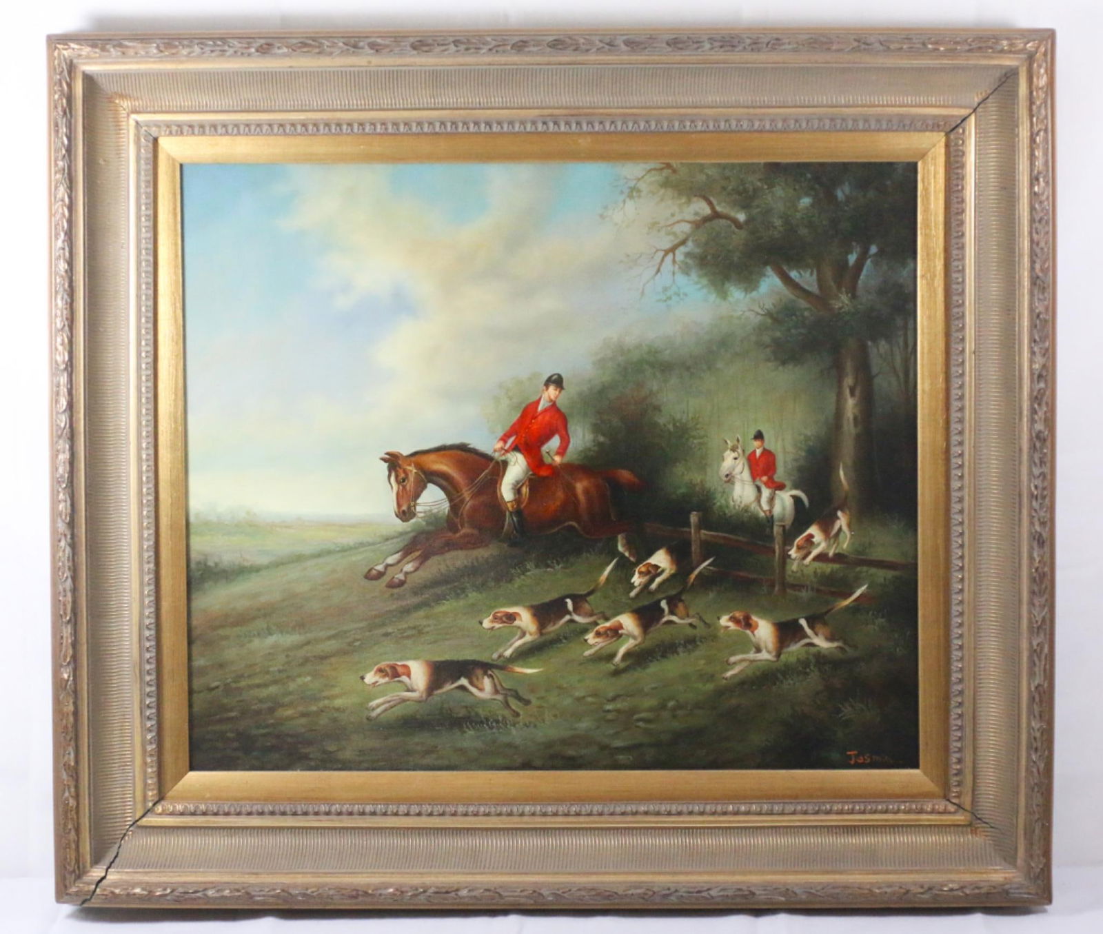 A Hunt Scene Oil on Canvas (1 of 5)