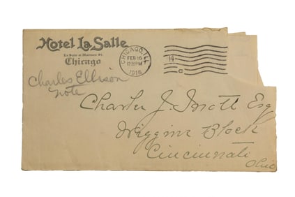 Hotel La Salle Letterhead, Check addressed to Mary Hanna c.1916