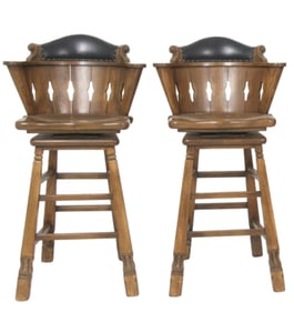 A Pair of Ronweber Leather Viking Stools