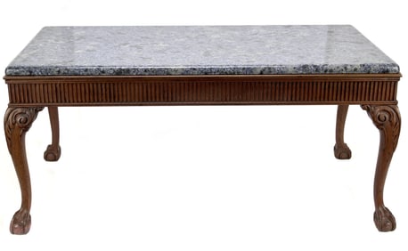A Granite and Wood Coffee Table