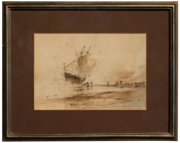 Edward W. Cooke R.A. (1811-1880) Seascape Watercolor