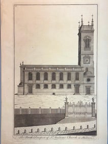 An Etching of Saint Andrew's Church in Holborn (B. Cole)