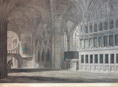 An Antique Engraving of A Cathedral Interior