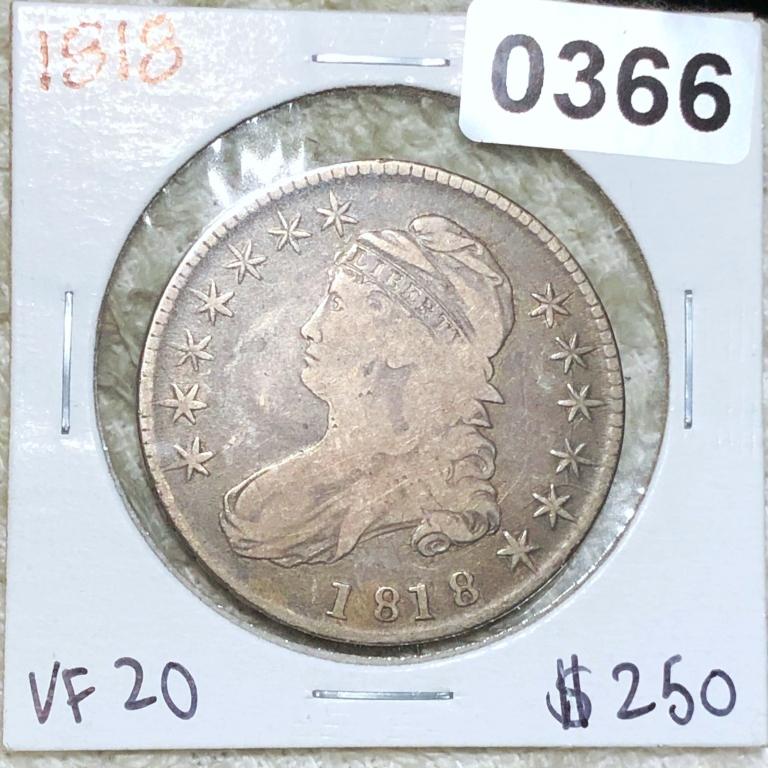 1818 Capped Bust Half Dollar VF20: 1818 Capped Bust Half Dollar VF20