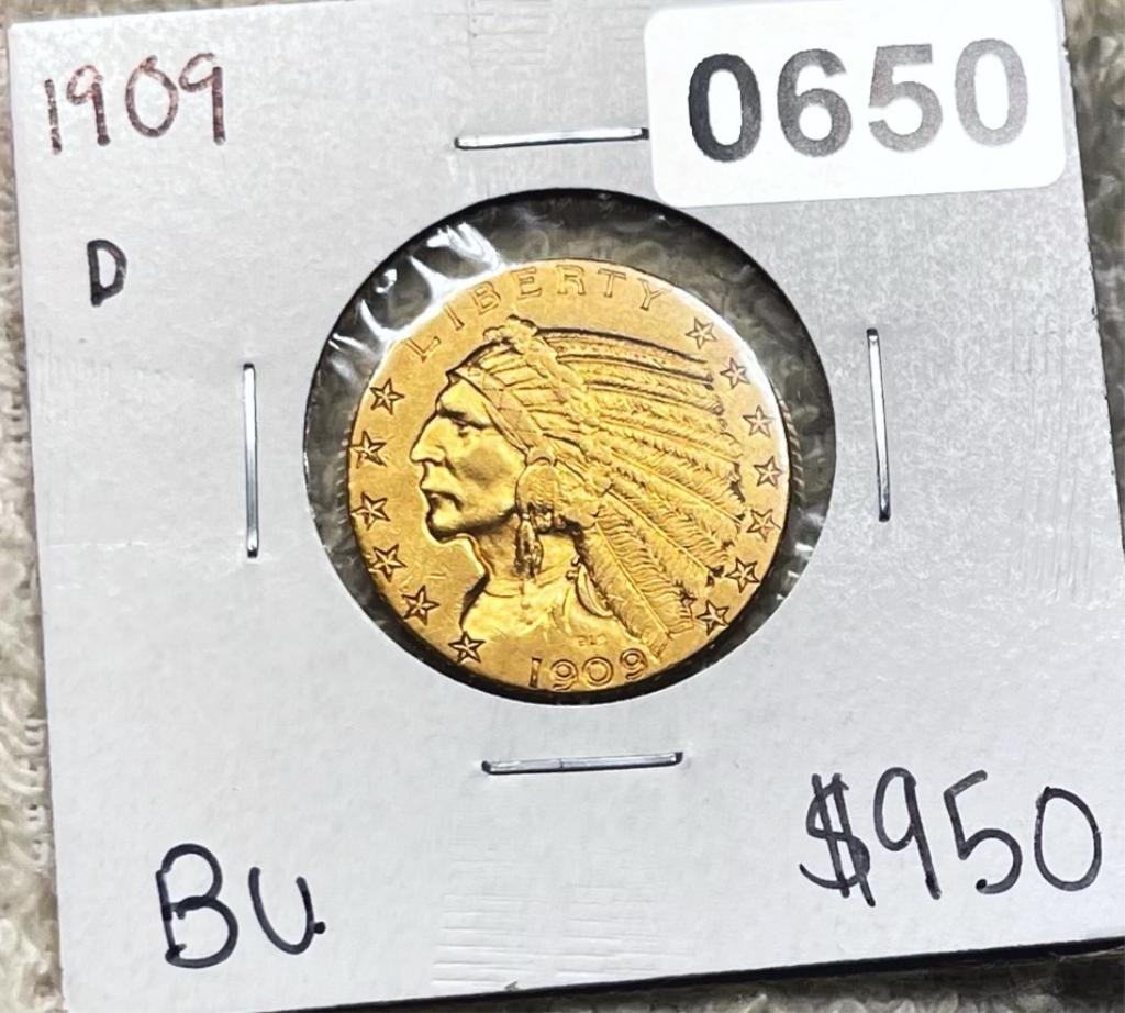 1909-D $5 Gold Half Eagle BU: 1909-D $5 Gold Half Eagle BU