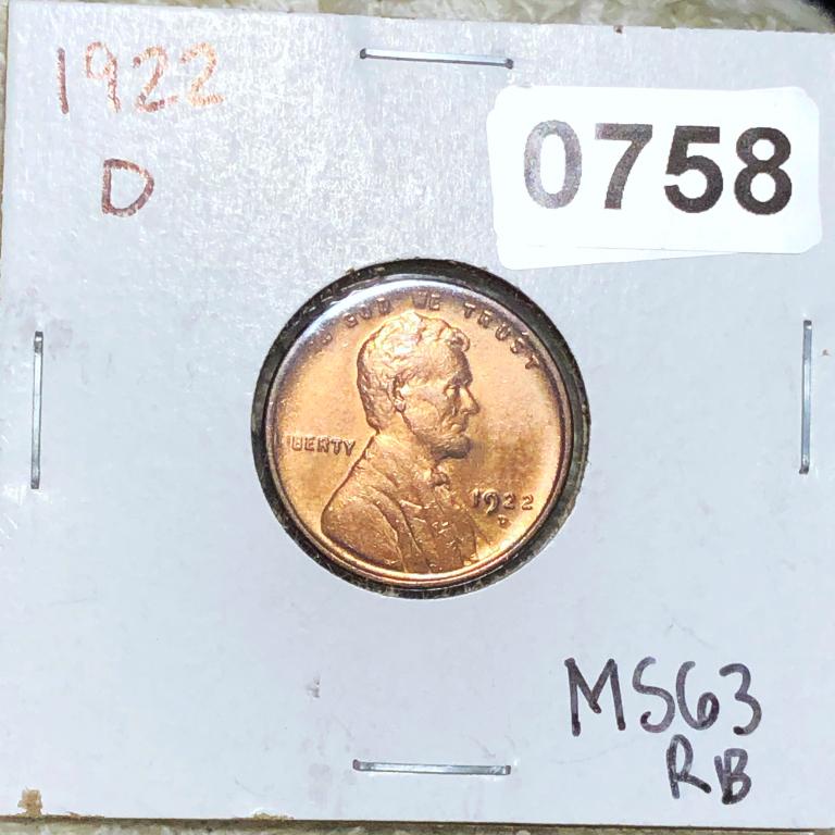 1922-D Lincoln Wheat Penny MS63 RB: 1922-D Lincoln Wheat Penny MS63 RB