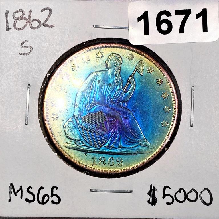1862-S Seated Liberty Half Dollar -MS65: 1862-S Seated Liberty Half Dollar -MS65