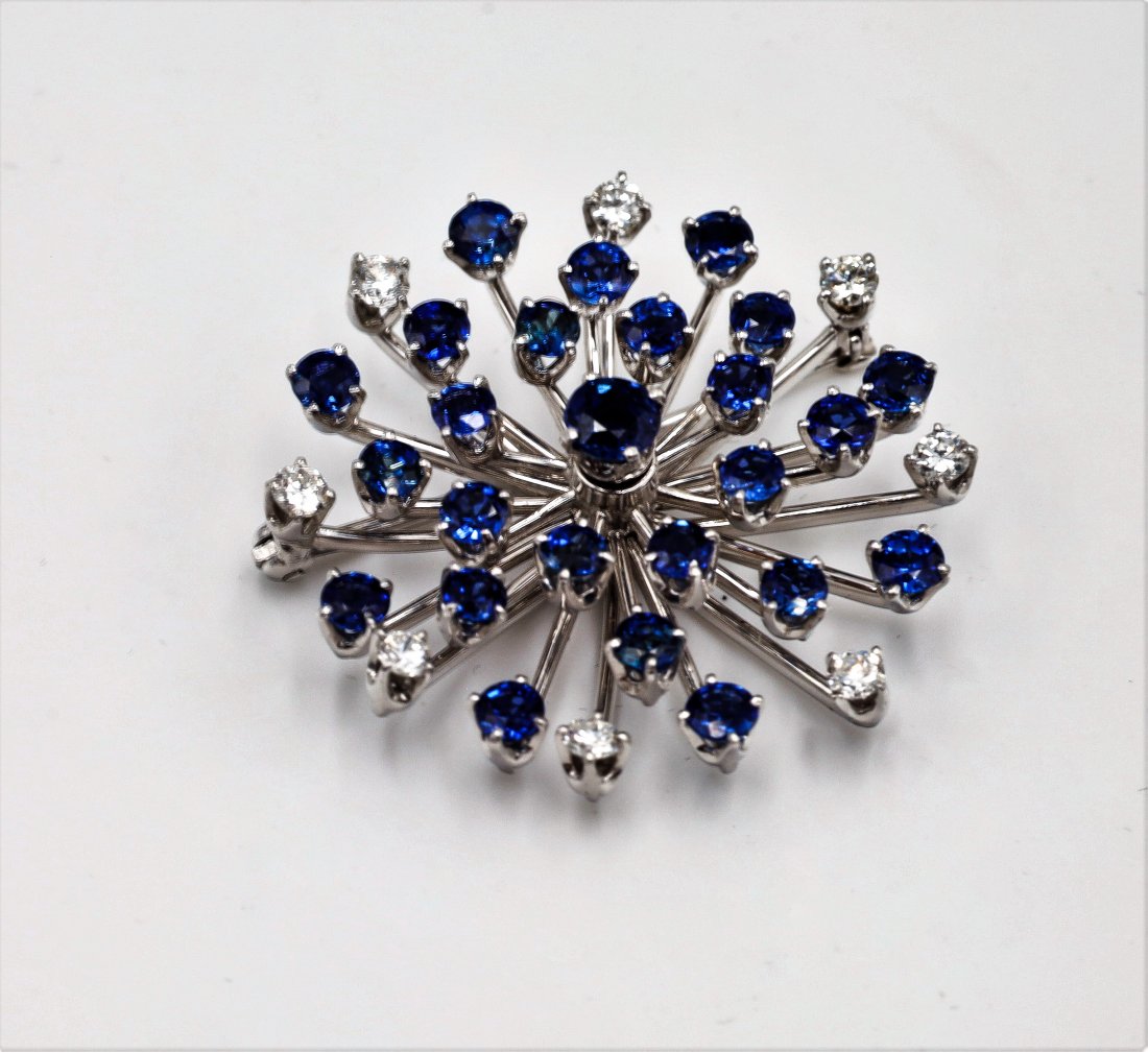 Simply Beautiful Diamond Sapphire Starburst Pin (1 of 3)