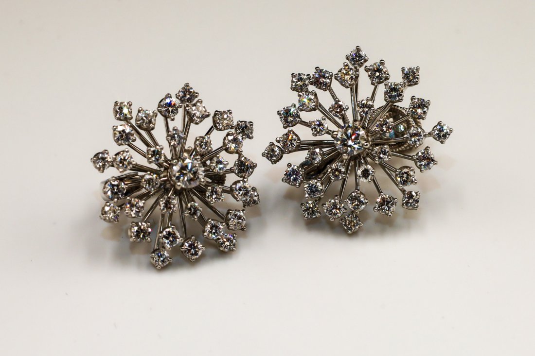 Stunning Starburst Diamond Clip Earrings Over 2.5 Carat (1 of 5)